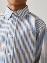 3-9 yrs Cotton-Poplin Striped Oversize Shirt Blue/White | Children