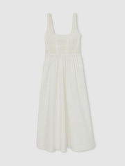 Perforated-Knit Cotton-Skirt Midi Dress Ivory | Womens
