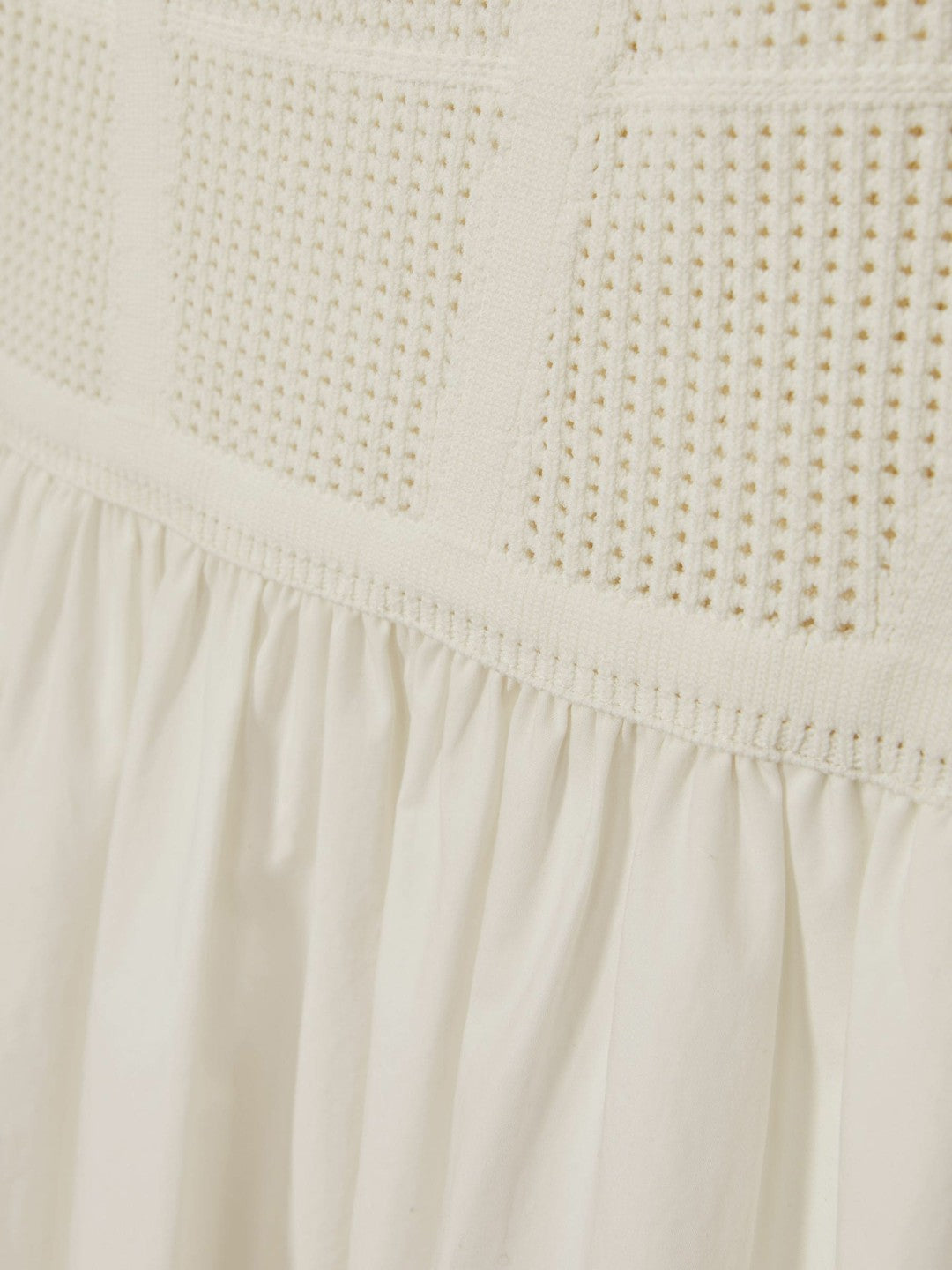 Perforated-Knit Cotton-Skirt Midi Dress Ivory | Womens