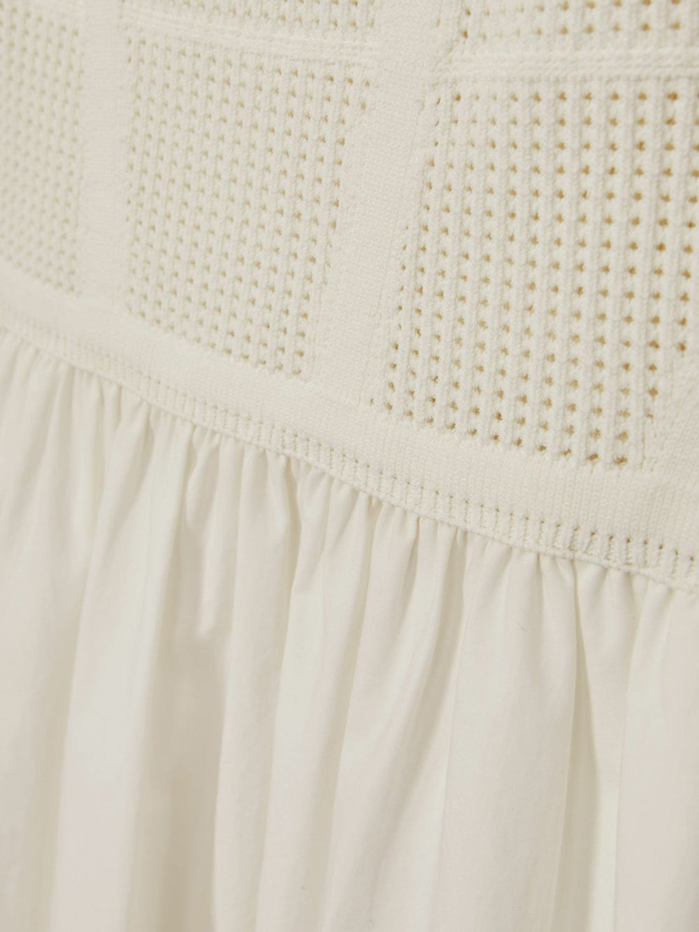 Perforated-Knit Cotton-Skirt Midi Dress Ivory | Womens