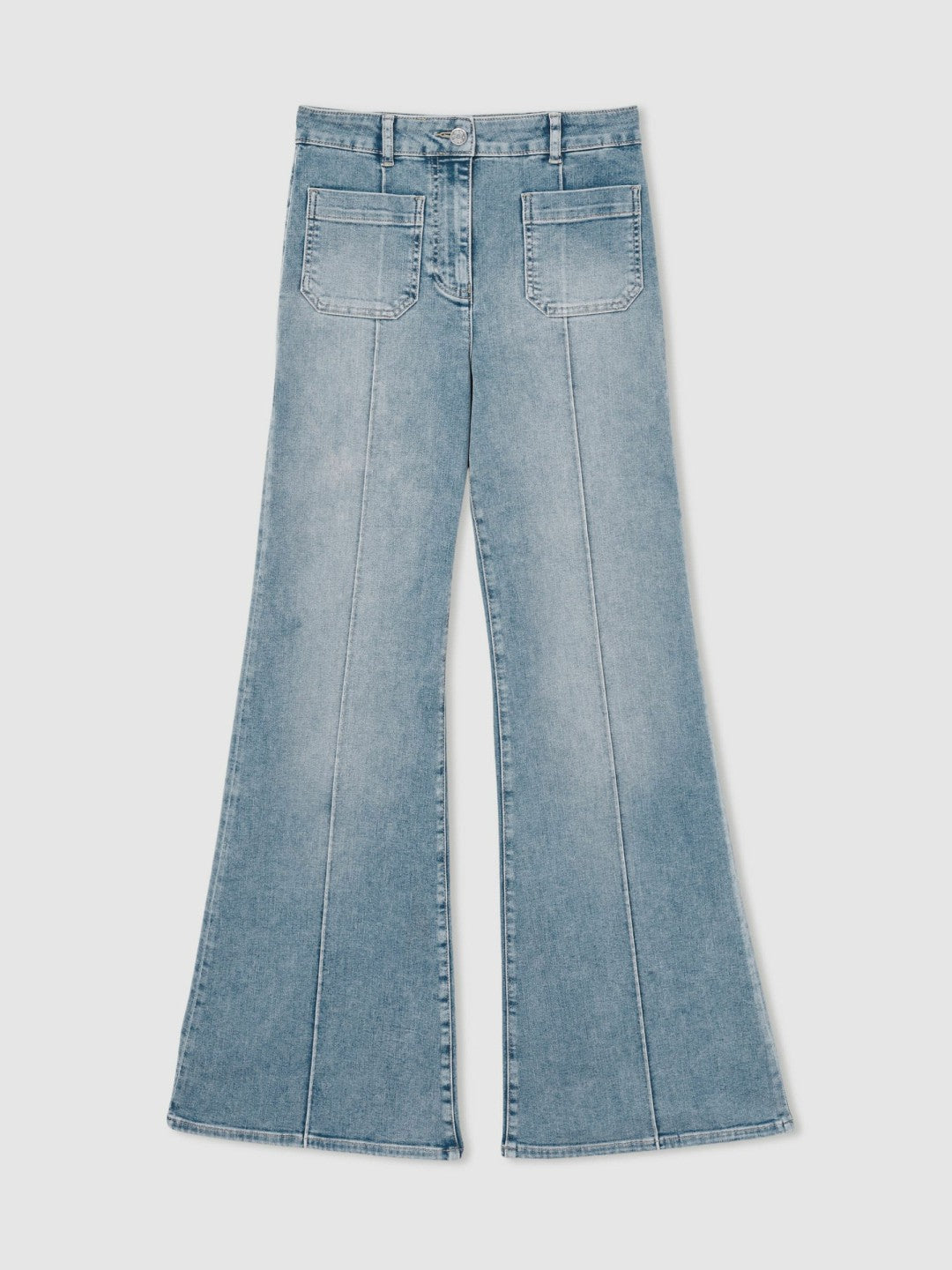 Petite Patch-Pocket Flared Jeans Light Blue | Womens