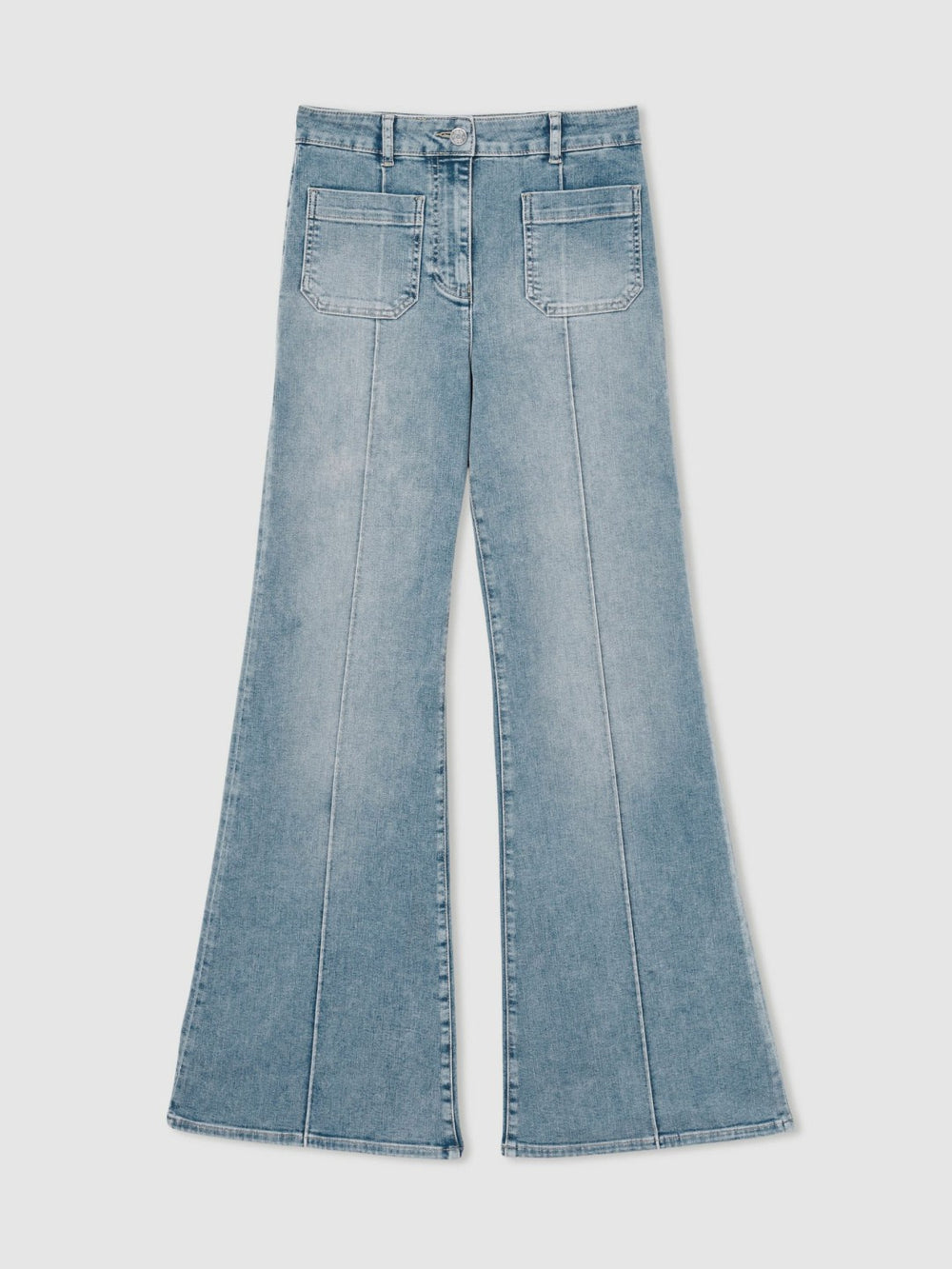 Petite Patch-Pocket Flared Jeans Light Blue | Womens