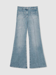 Petite Patch-Pocket Flared Jeans Light Blue | Womens