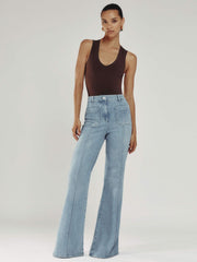 Petite Patch-Pocket Flared Jeans Light Blue | Womens