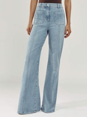 Petite Patch-Pocket Flared Jeans Light Blue | Womens