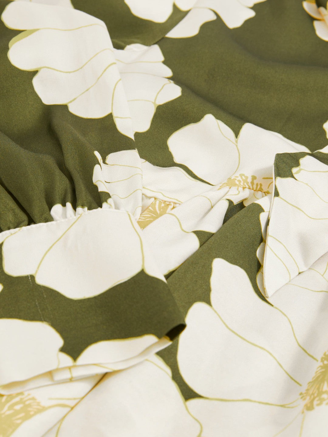Floral Tie-Neck Swing Blouse Ivory/Green | Womens