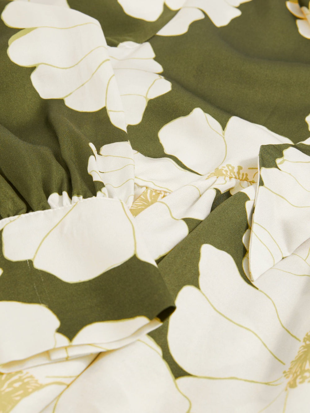 Floral Tie-Neck Swing Blouse Ivory/Green | Womens