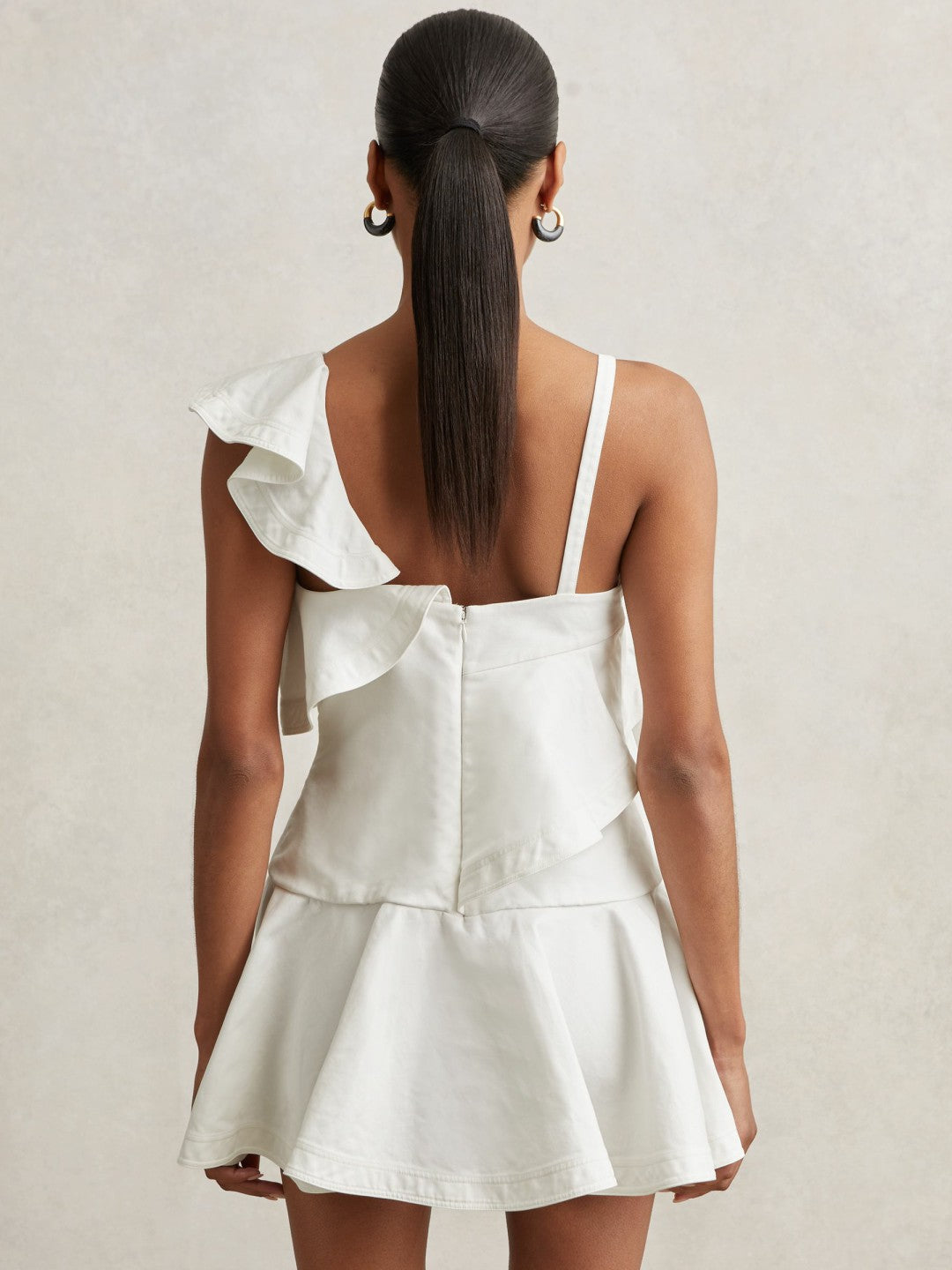 Cotton Tiered Ruffle Mini Dress Ivory | Womens