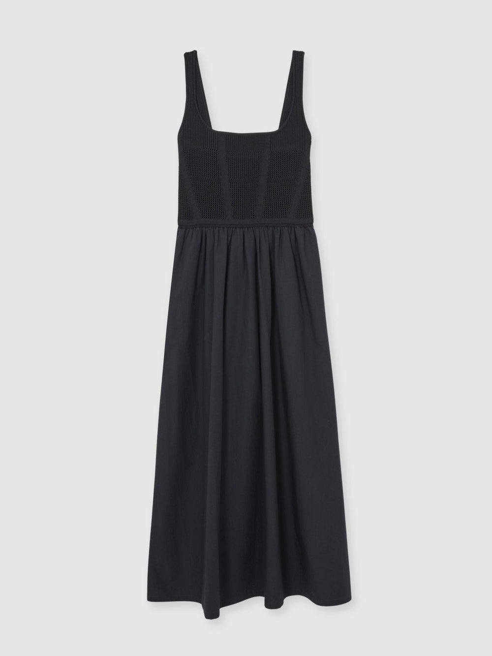 Perforated-Knit Cotton-Skirt Midi Dress Navy | Womens