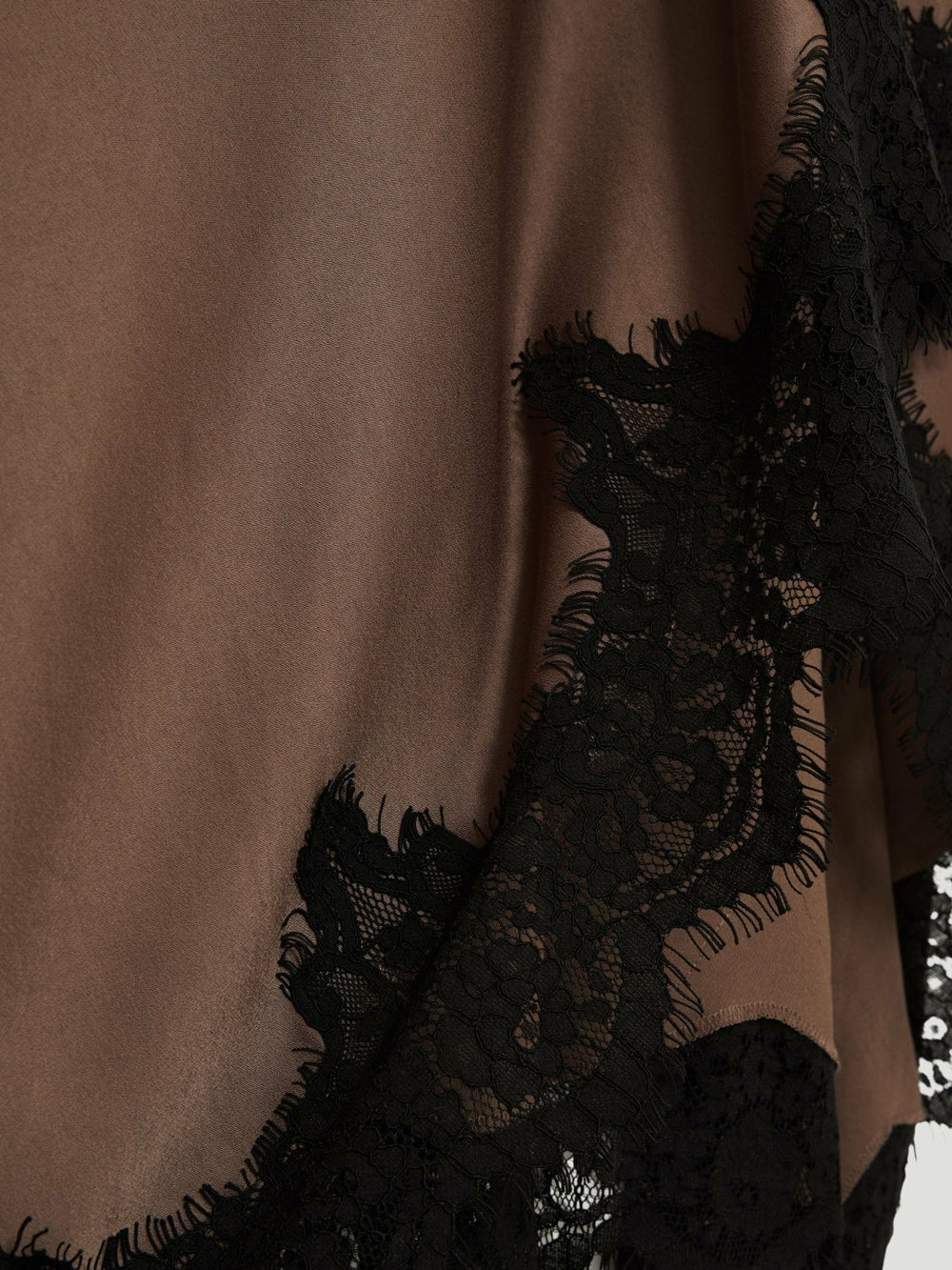 Satin Drape Lace-Trim Dress Mocha Brown | Womens