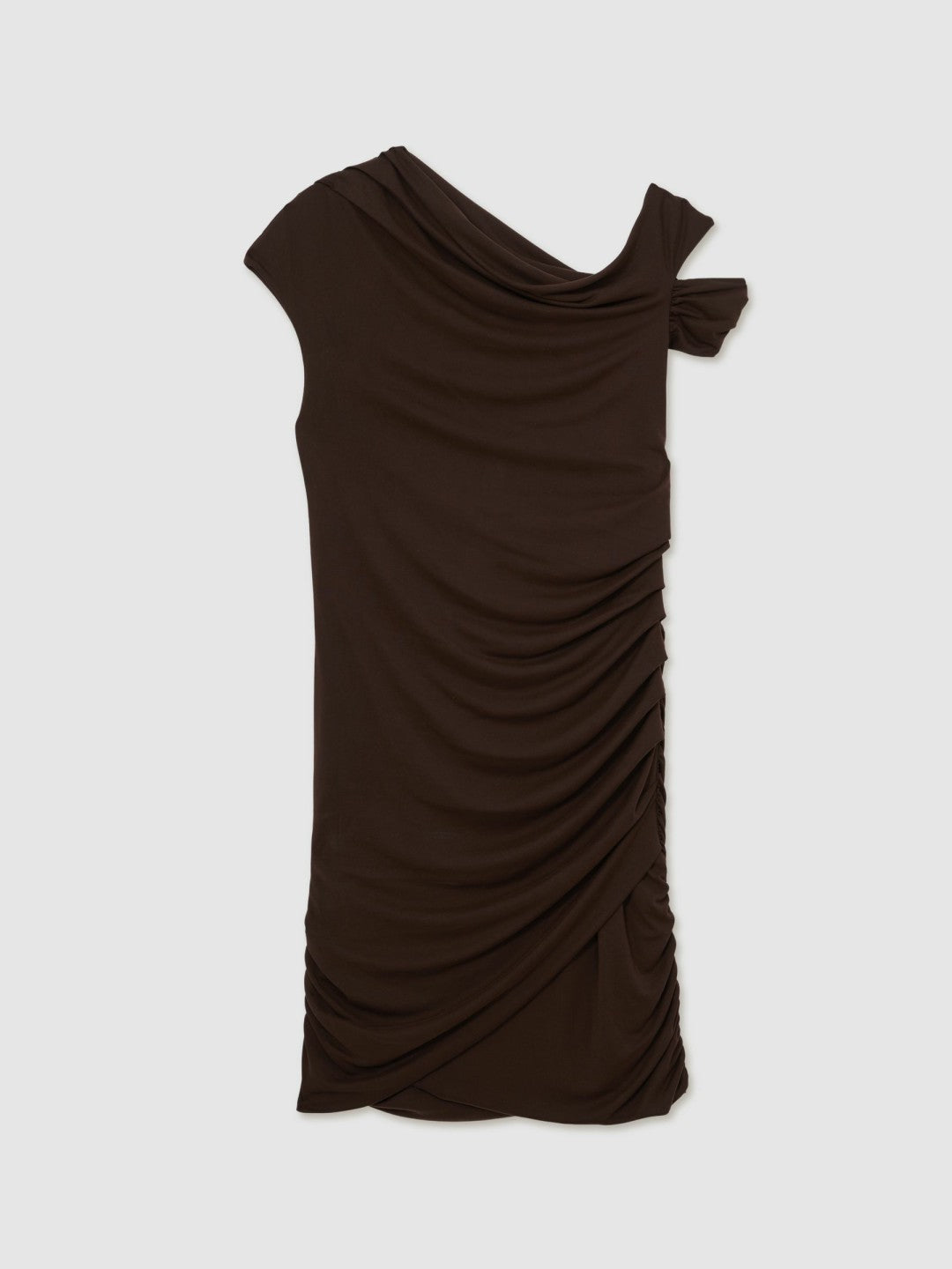 Ruched Jersey Mini Dress Chocolate Brown | Womens