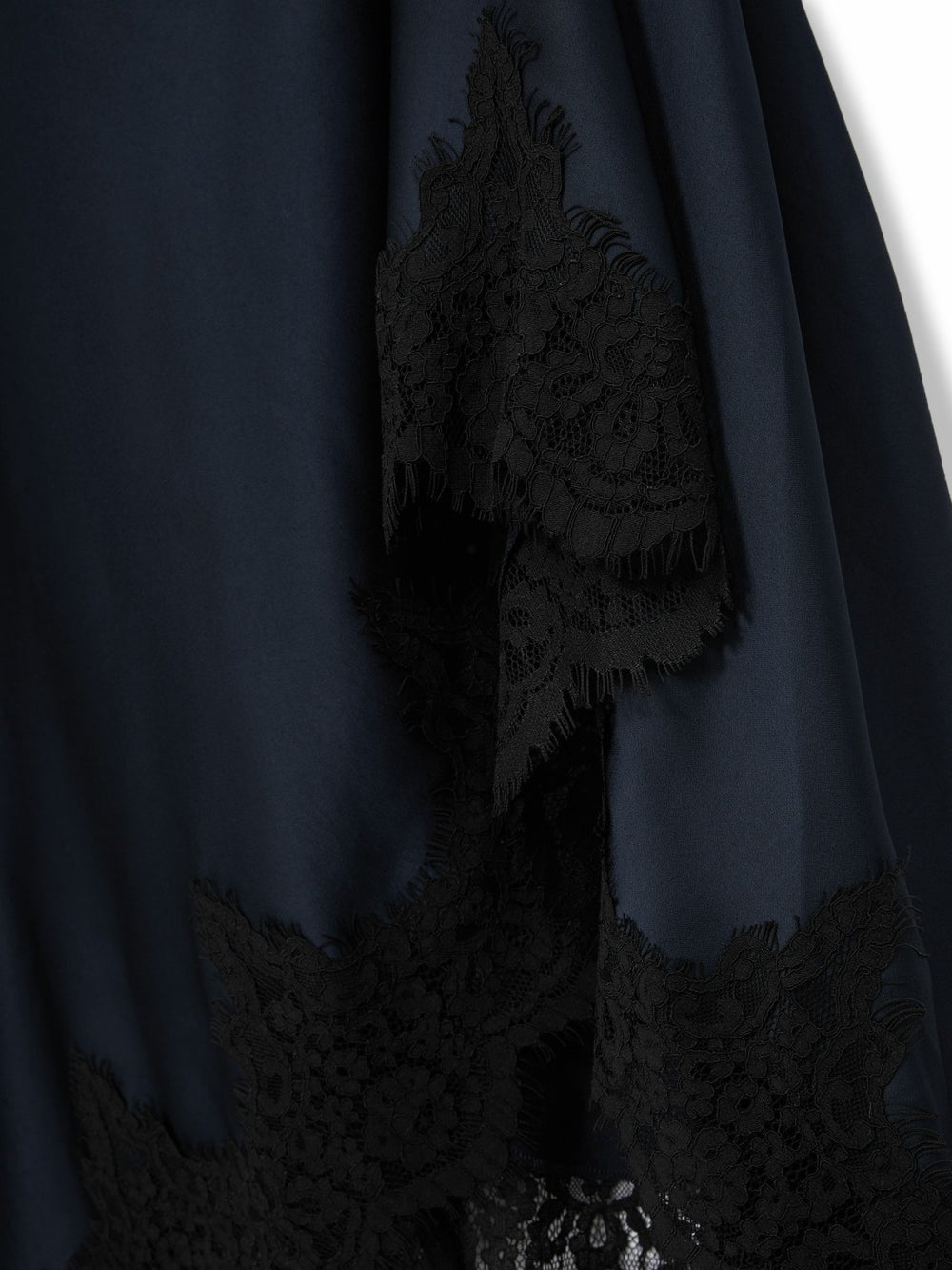 Satin Drape Lace-Trim Dress Navy | Womens