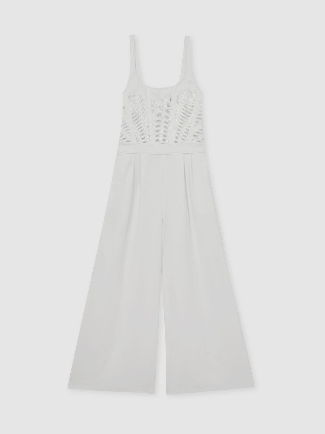 Perforated-Knit Wide-Leg Jumpsuit Ivory | Womens