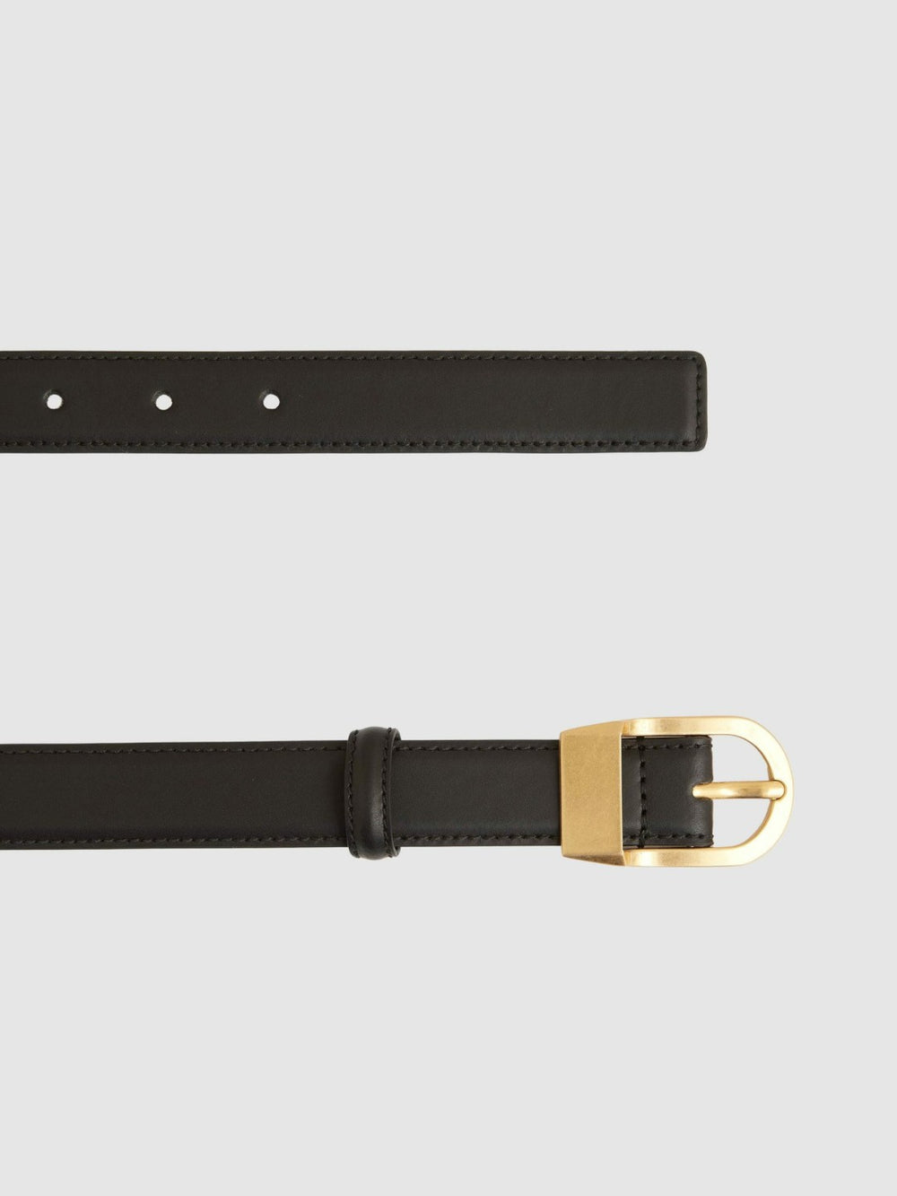 Leather Curved-Buckle Belt Black | Womens