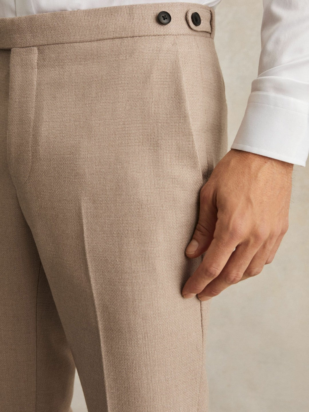Wool-Blend Slim-Fit Suit Trousers Oatmeal Brown | Mens