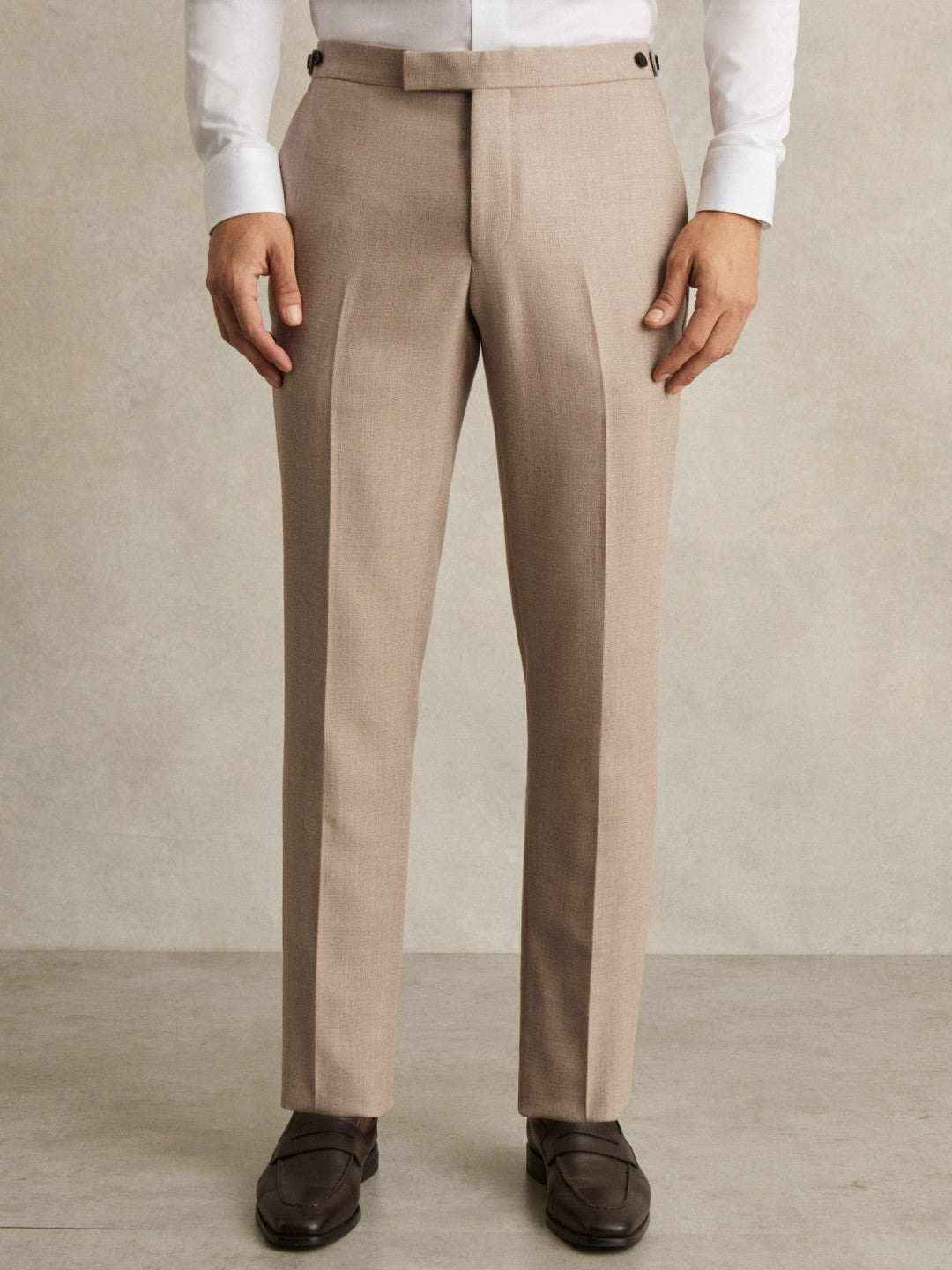 Wool-Blend Slim-Fit Suit Trousers Oatmeal Brown | Mens