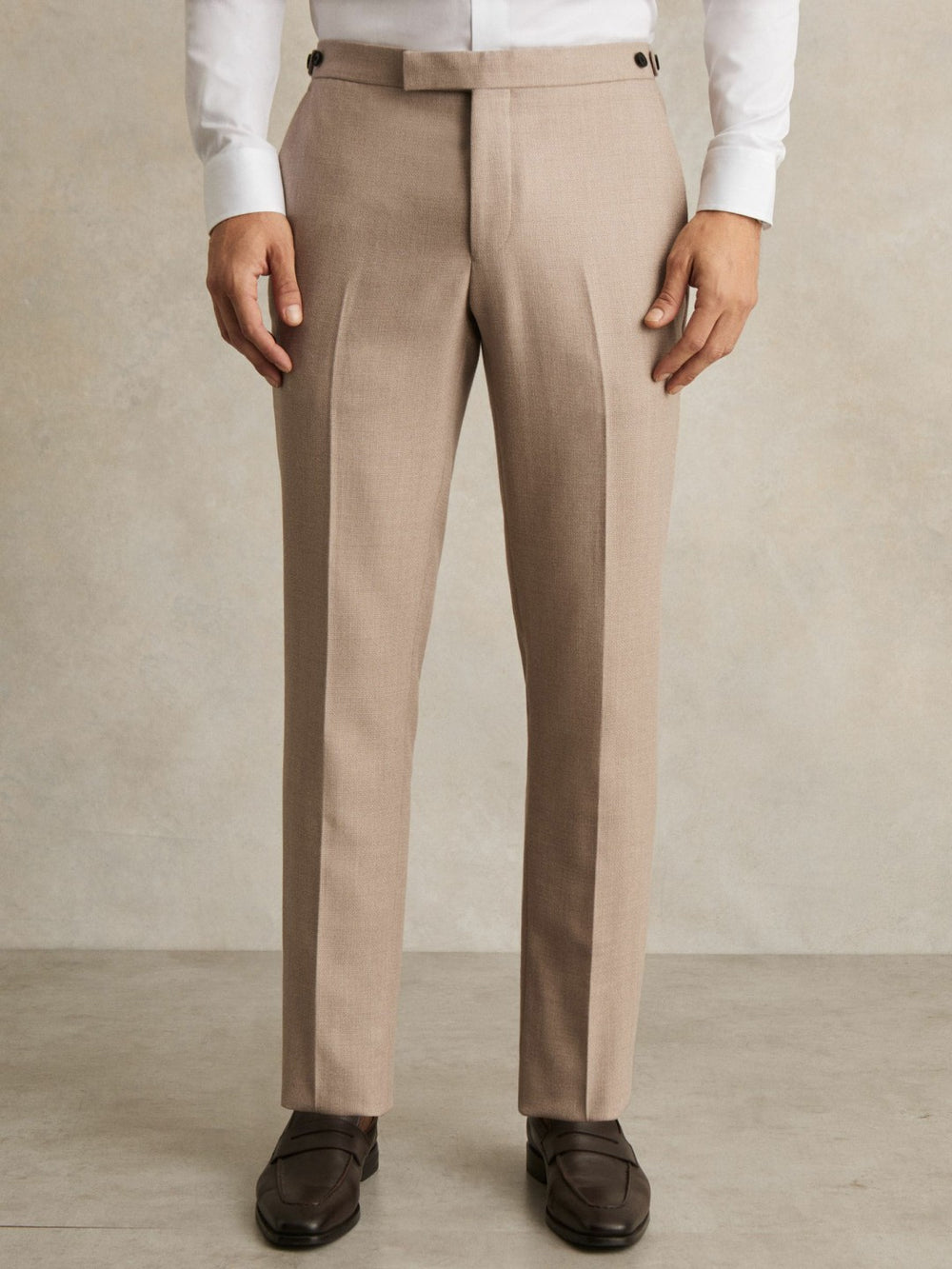 Wool-Blend Slim-Fit Suit Trousers Oatmeal Brown | Mens