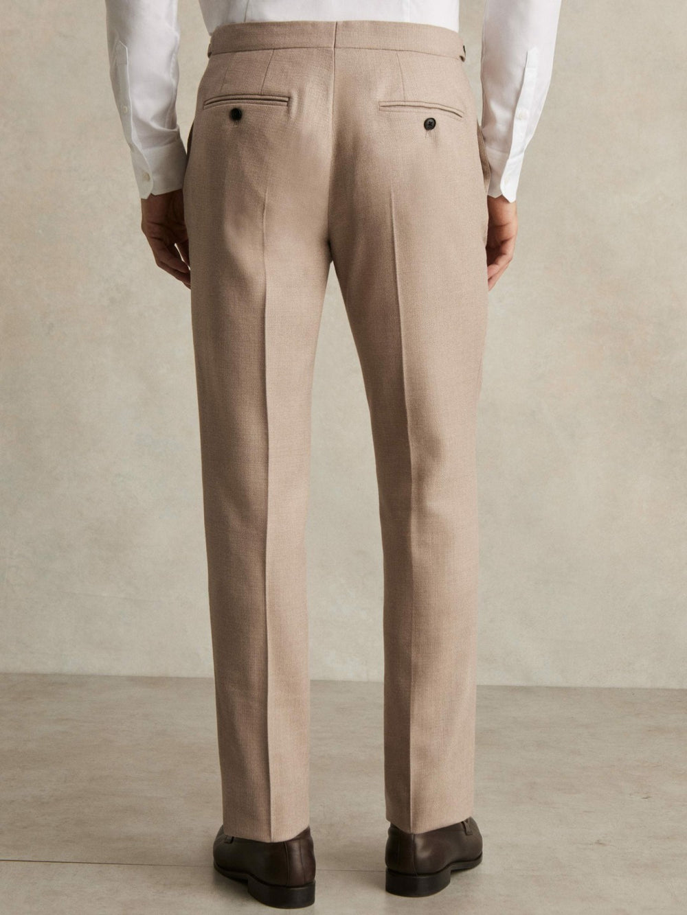 Wool-Blend Slim-Fit Suit Trousers Oatmeal Brown | Mens