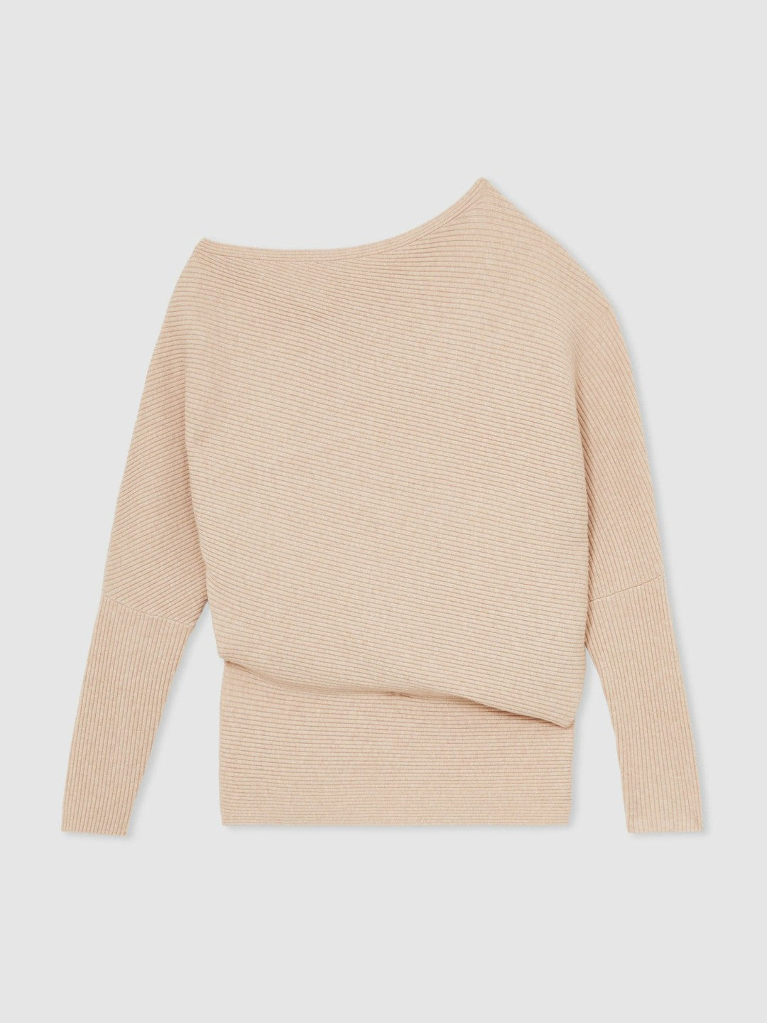 Asymmetric Draped Knitted Jumper Oatmeal Neutral | Womens