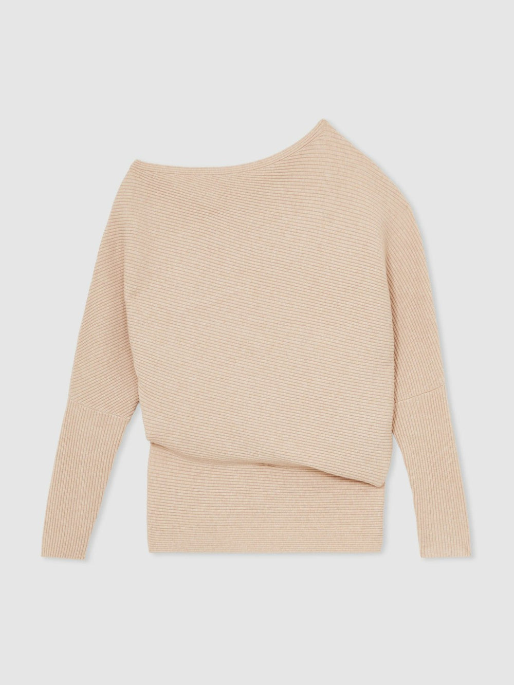 Asymmetric Draped Knitted Jumper Oatmeal Neutral | Womens