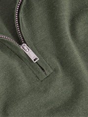 3-9 yrs Merino Wool Half-Zip Funnel Neck Jumper Kale Green | Children