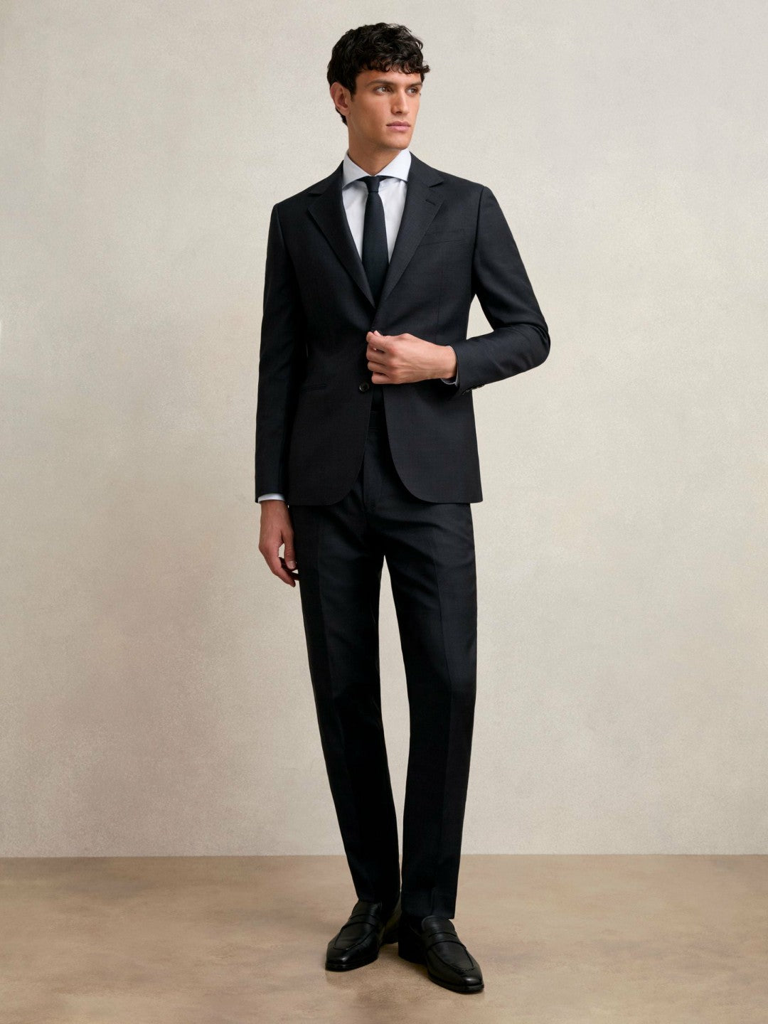 Wool Check Slim-Fit Suit Trousers Navy | Mens