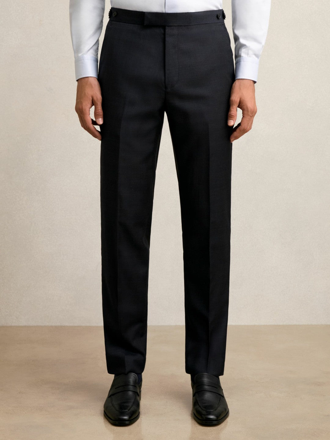 Wool Check Slim-Fit Suit Trousers Navy | Mens