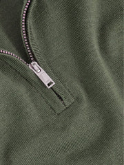 9-13 yrs Merino Wool Half-Zip Funnel Neck Jumper Kale Green | Children