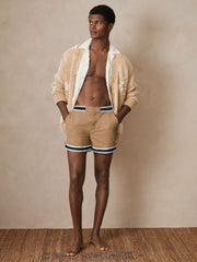 | Ché Stripe-Trim Swim Shorts Camel | Mens