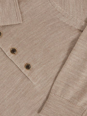 4-9 yrs Merino Wool Long-Sleeve Polo Shirt Wheat Melange | Children