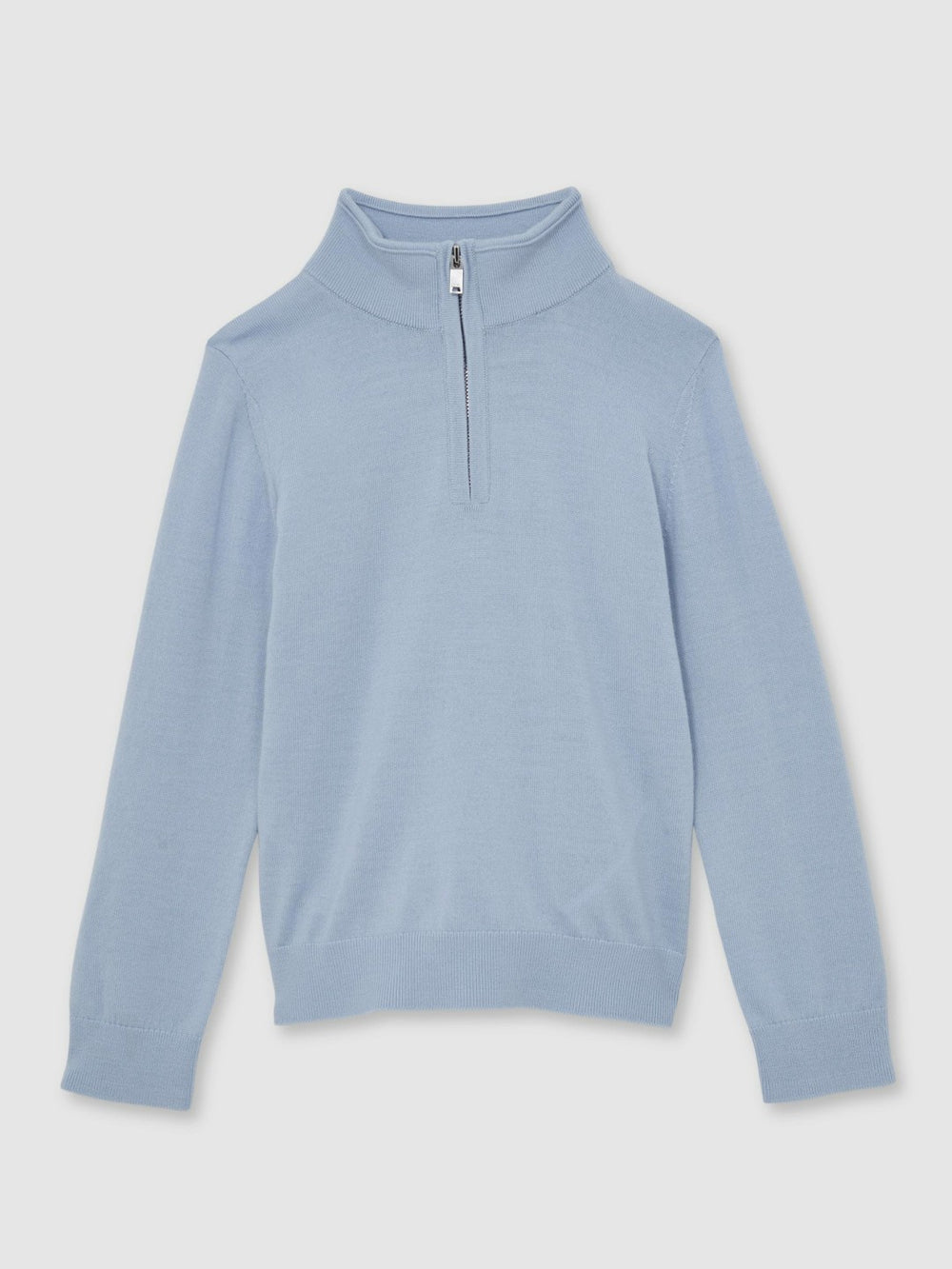 9-13 yrs Merino Wool Half-Zip Funnel Neck Jumper Soft Blue Melange | Children