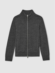 9-13 yrs Merino Wool-Blend Zip-Through Cardigan Derby Grey Melange | Children