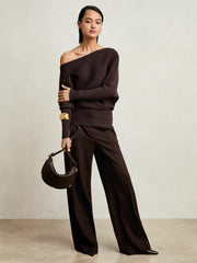 Asymmetric Draped Knitted Jumper Plum | Womens