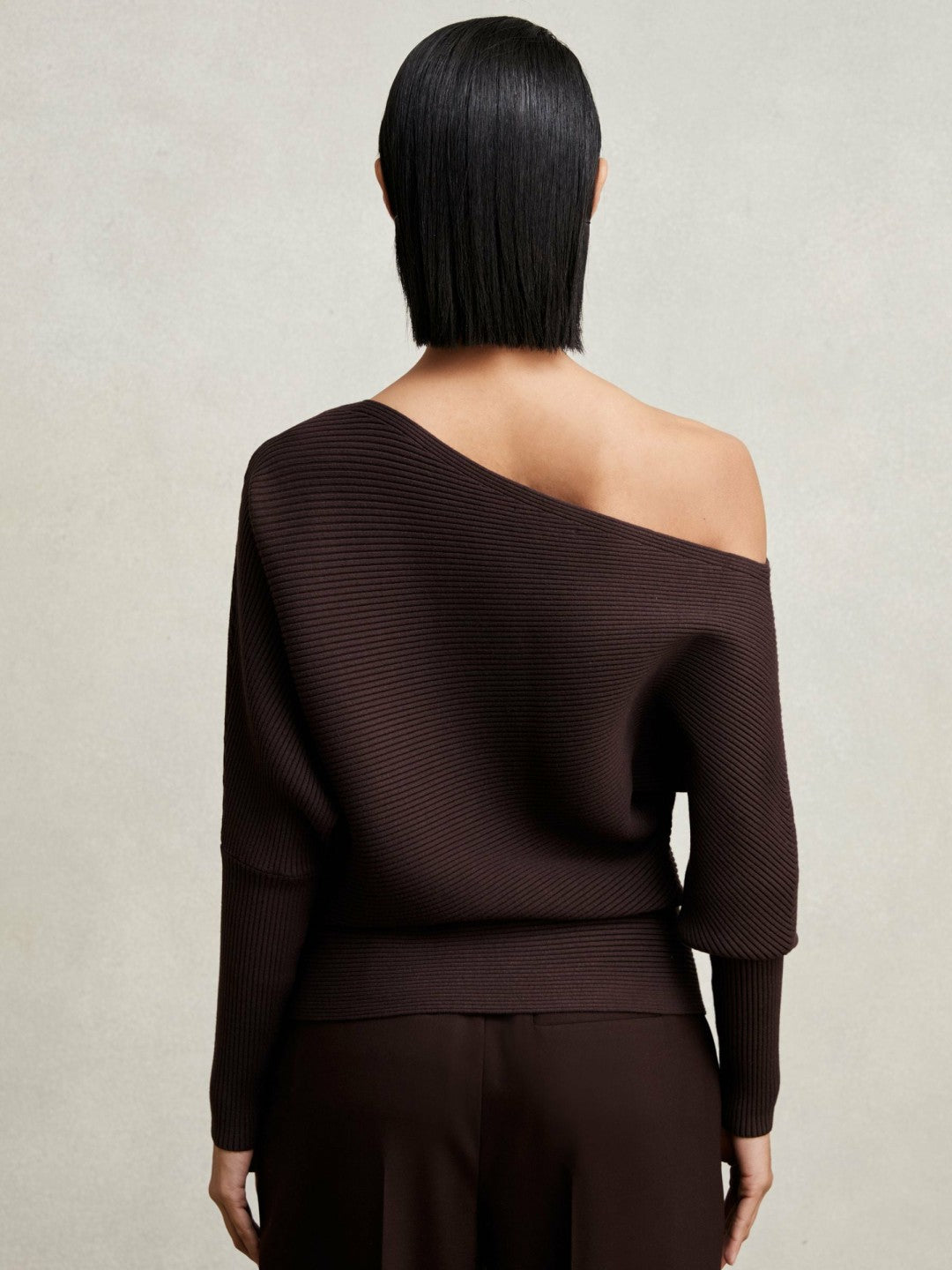 Asymmetric Draped Knitted Jumper Plum | Womens