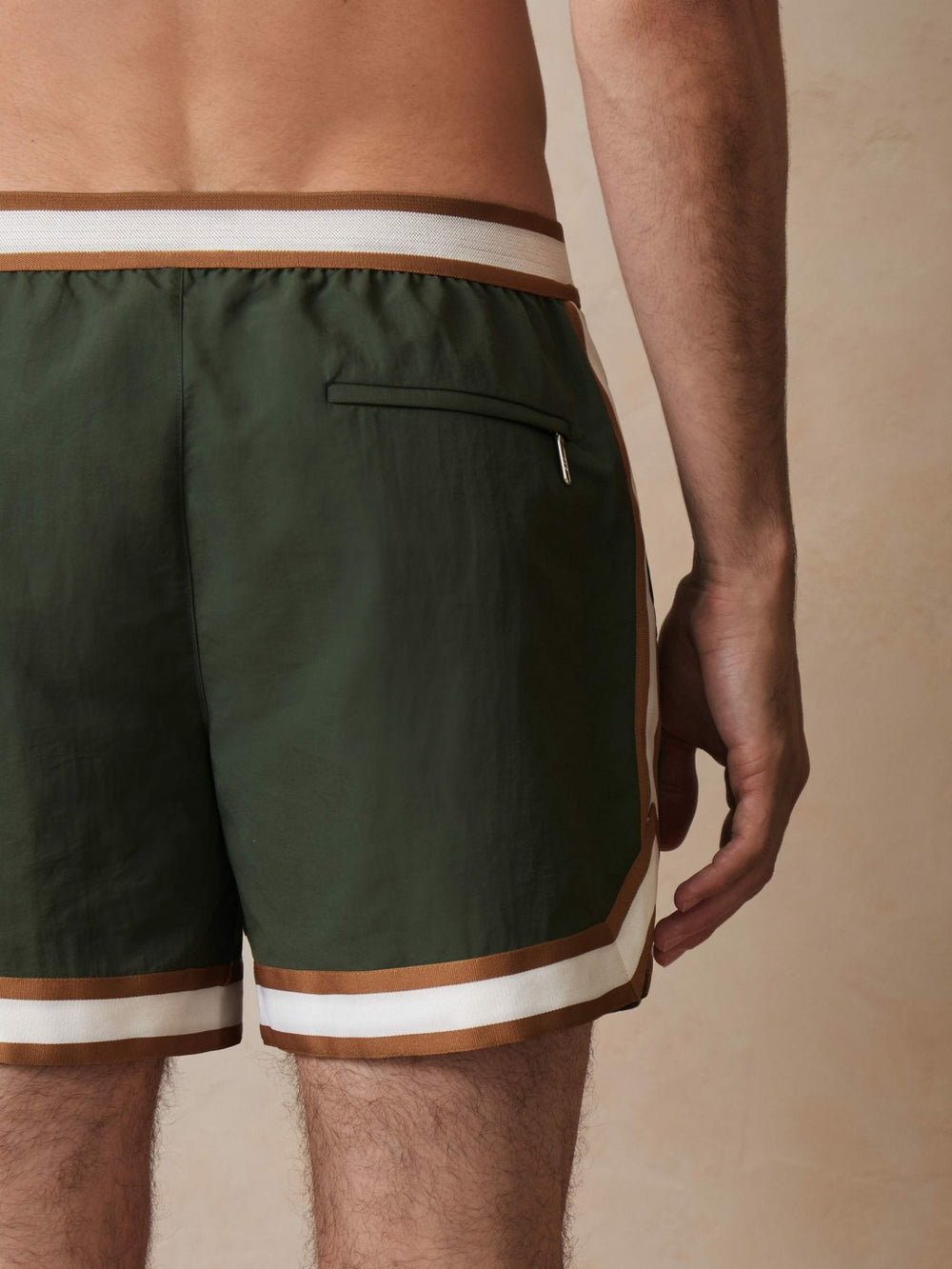 | Ché Stripe-Trim Swim Shorts Pine Green | Mens