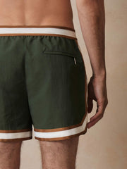 | Ché Stripe-Trim Swim Shorts Pine Green | Mens