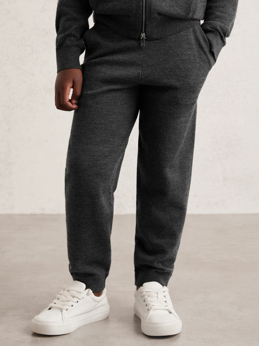 9-13 yrs Merino Wool Cuffed Joggers Derby Grey Melange | Children