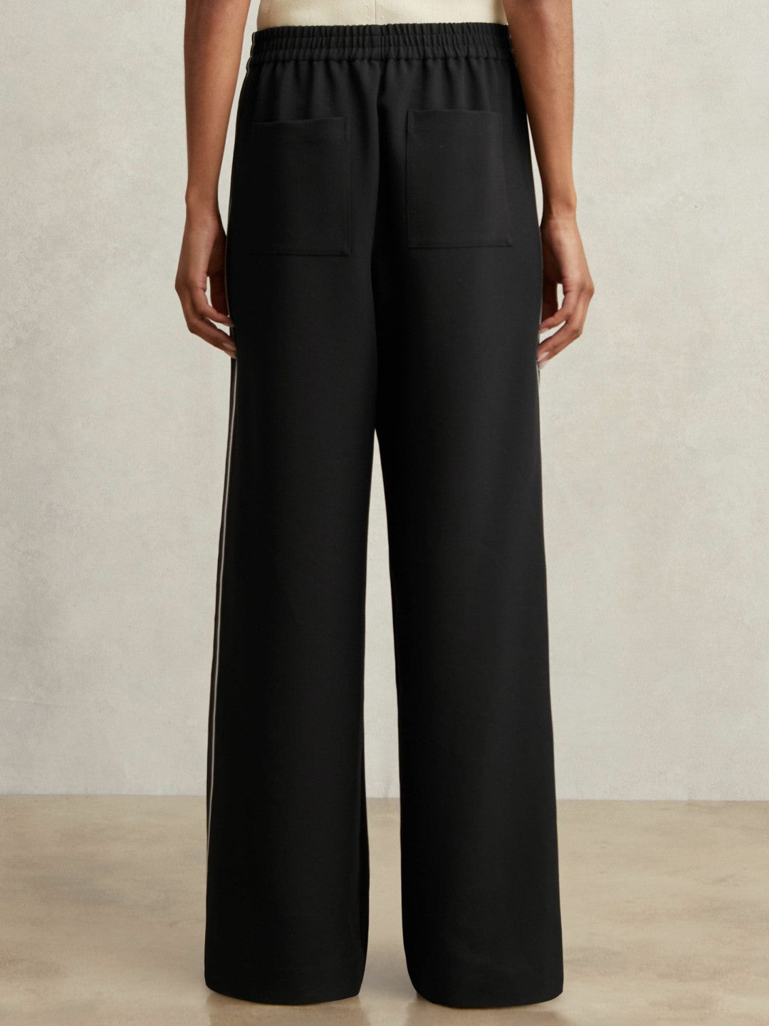 Side-Stripe Wide-Leg Trousers Black | Womens