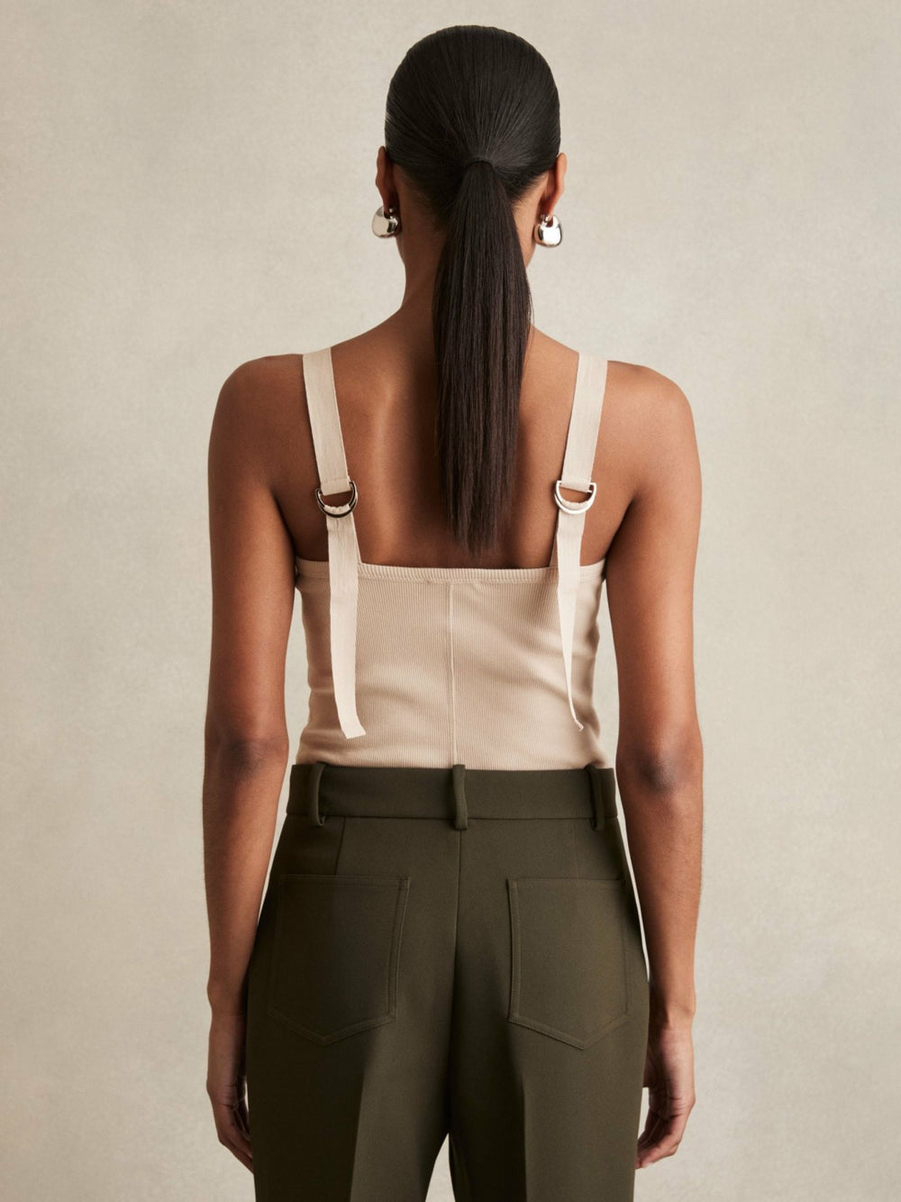 Stretch-Cotton D-Ring Strap Vest Neutral | Womens