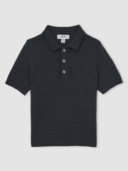 3-9 yrs Merino Wool Short Sleeve Polo Shirt Midnight Navy | Children