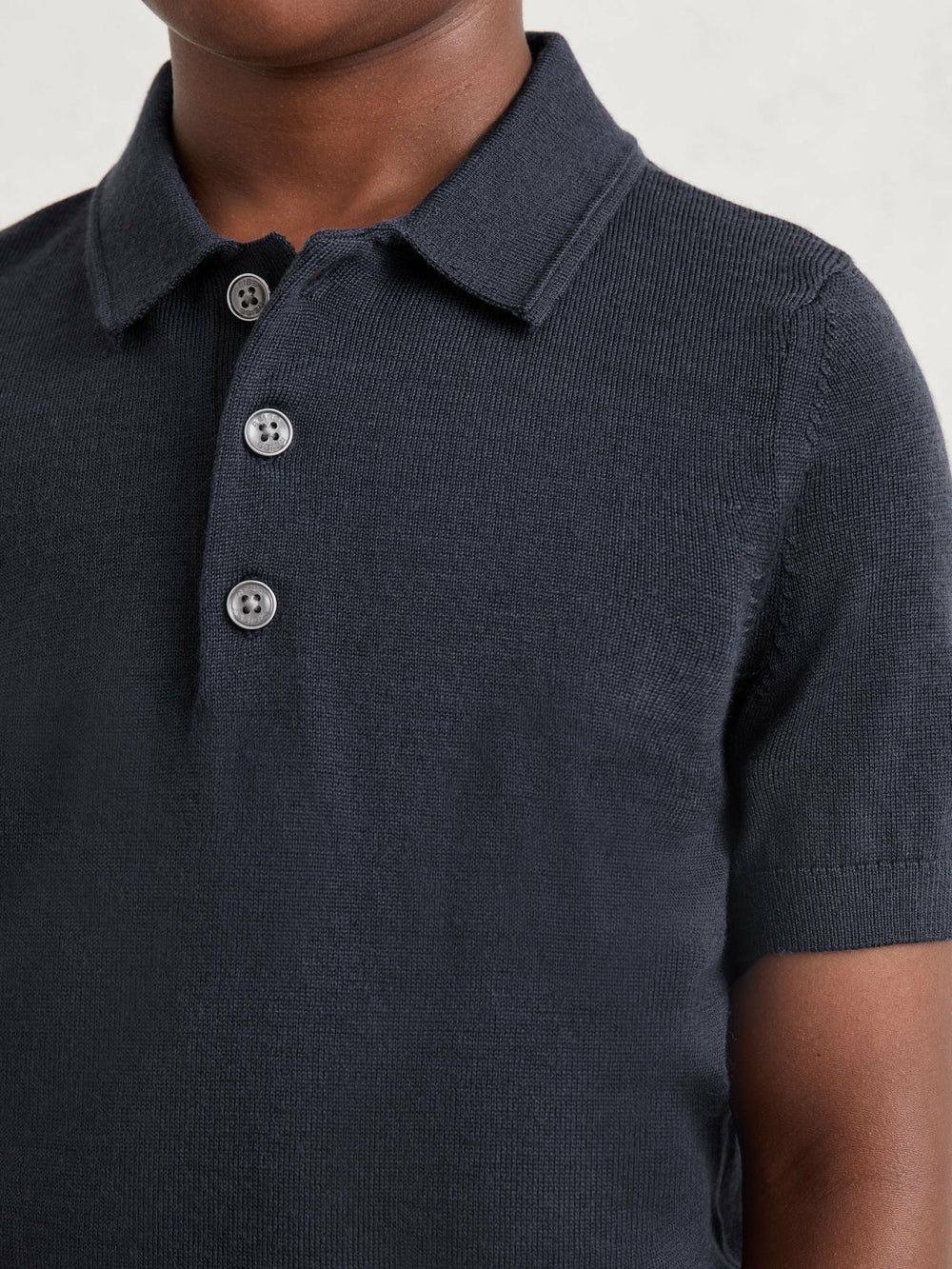 3-9 yrs Merino Wool Short Sleeve Polo Shirt Midnight Navy | Children