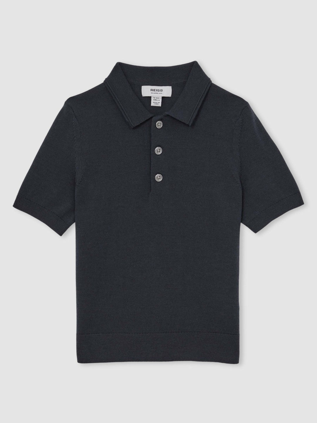 9-13 yrs Merino Wool Short Sleeve Polo Shirt Midnight Navy | Children