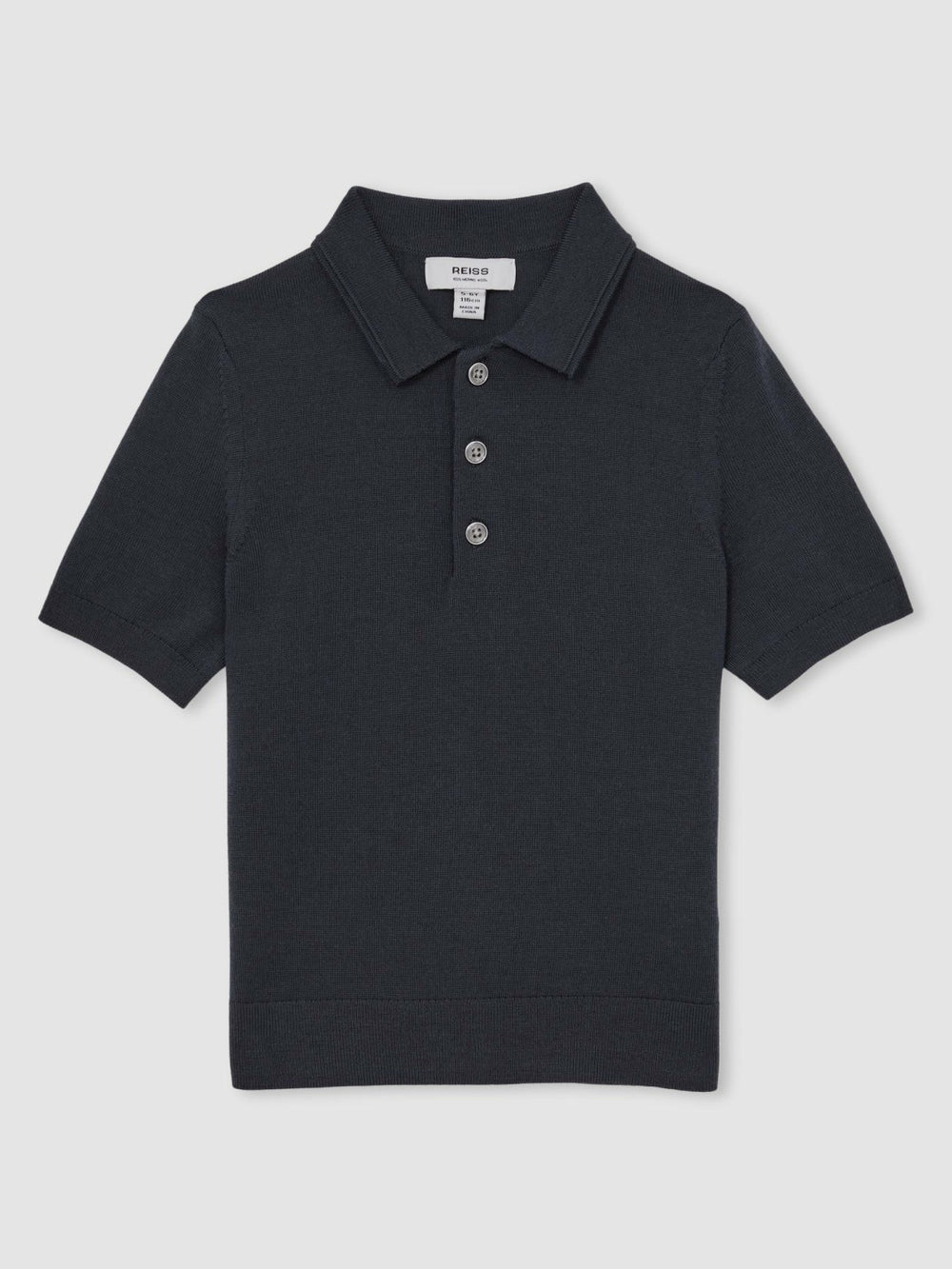 9-13 yrs Merino Wool Short Sleeve Polo Shirt Midnight Navy | Children