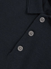 9-13 yrs Merino Wool Short Sleeve Polo Shirt Midnight Navy | Children