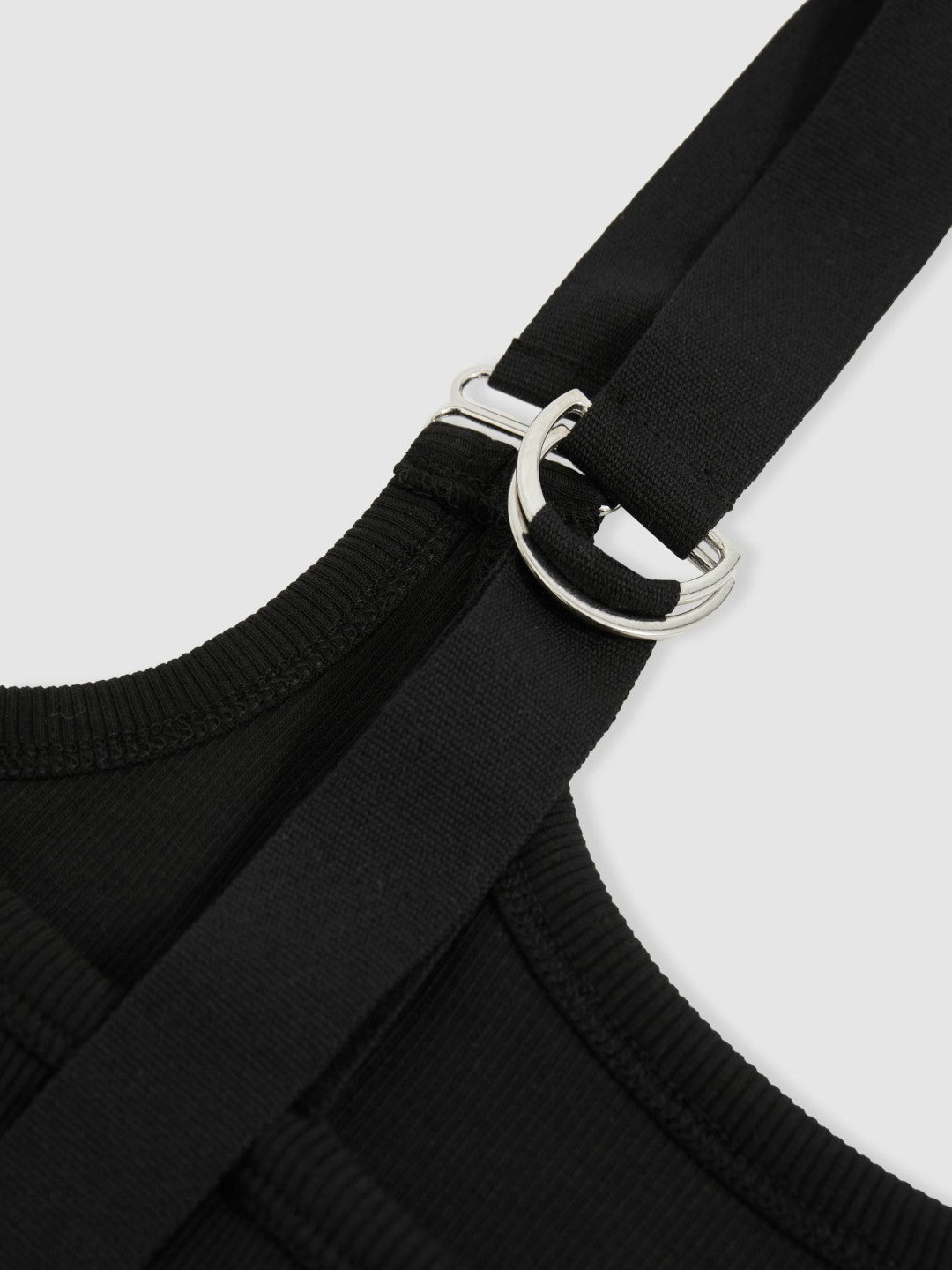 Stretch-Cotton D-Ring Strap Vest Black | Womens