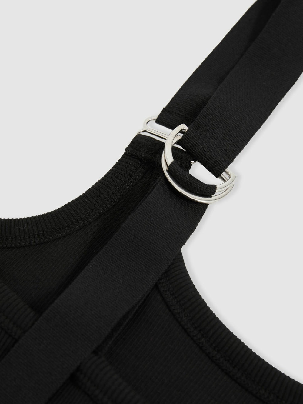 Stretch-Cotton D-Ring Strap Vest Black | Womens