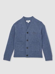 3-9 yrs Wool Embroidered-Logo Cardigan Dark Airforce Blue | Children