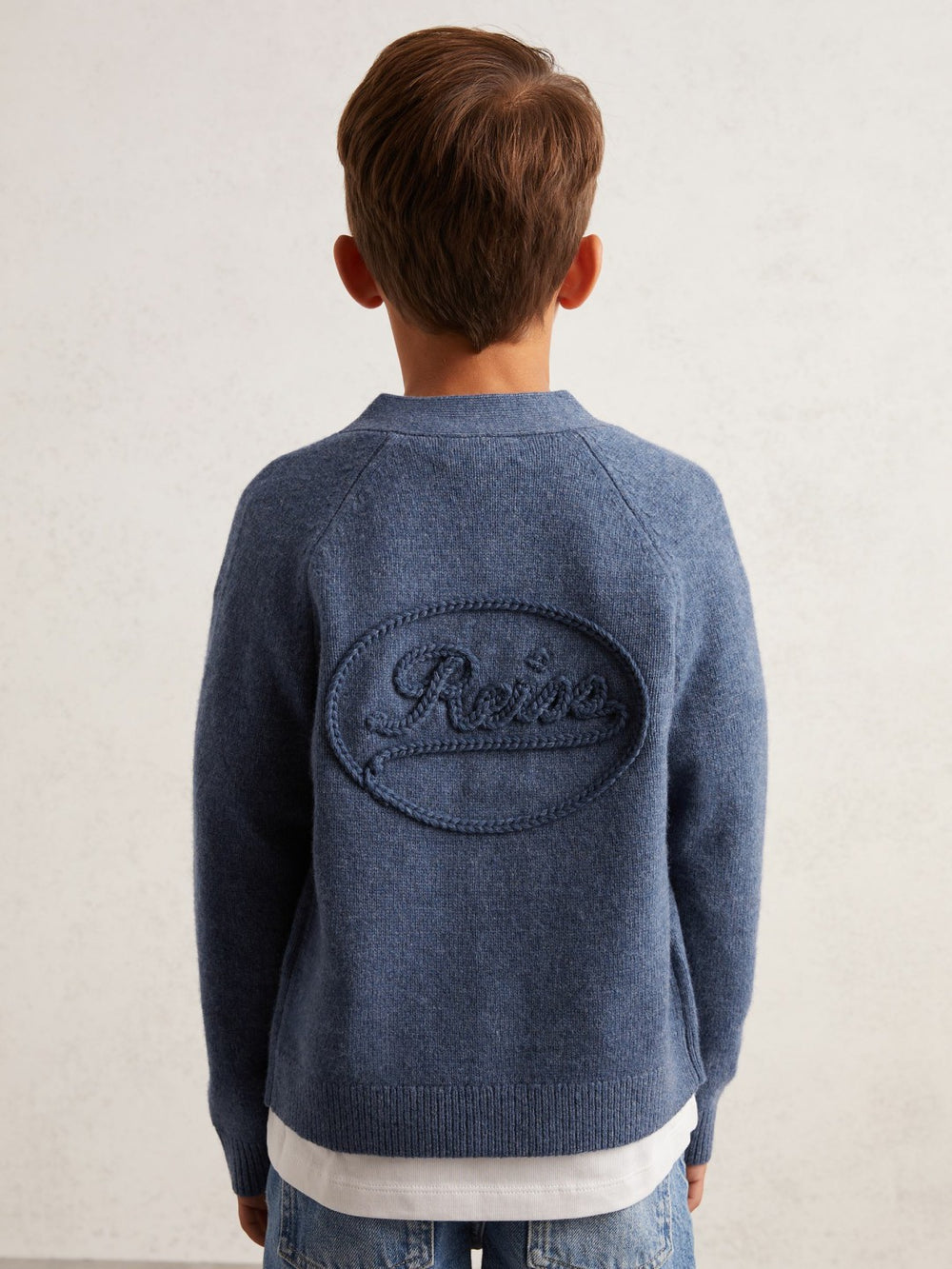 3-9 yrs Wool Embroidered-Logo Cardigan Dark Airforce Blue | Children