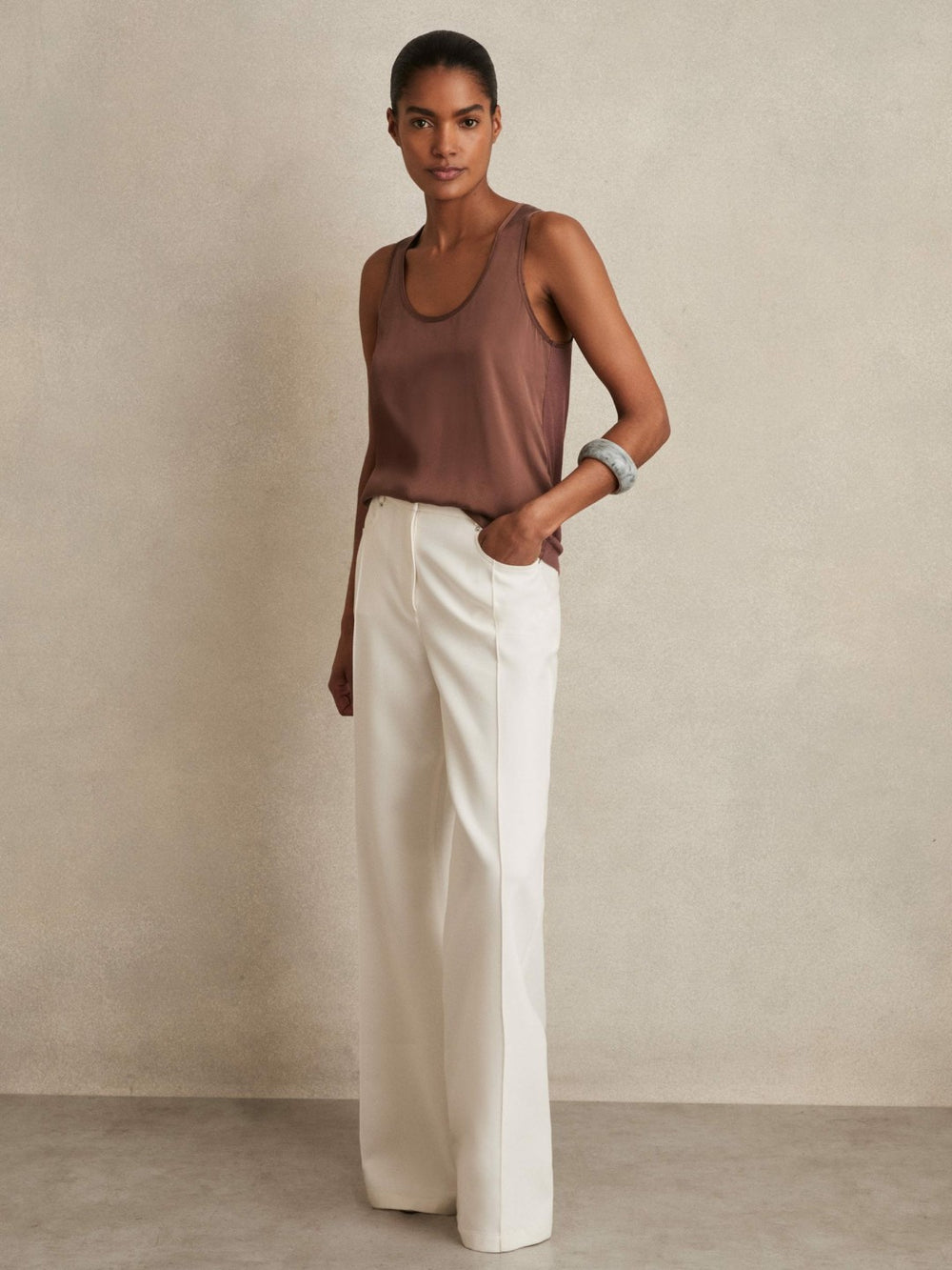 Silk-Front Cami Top Mocha Brown | Womens