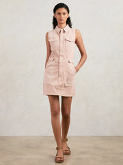 Good American Denim Zipped Mini Dress Petal Pink | Womens
